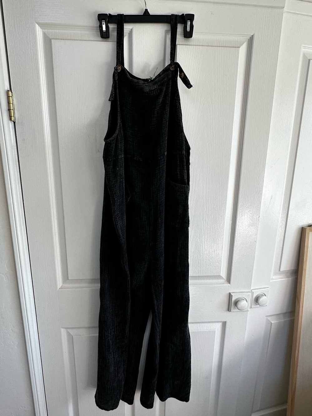 Black  Wide-Leg Overalls